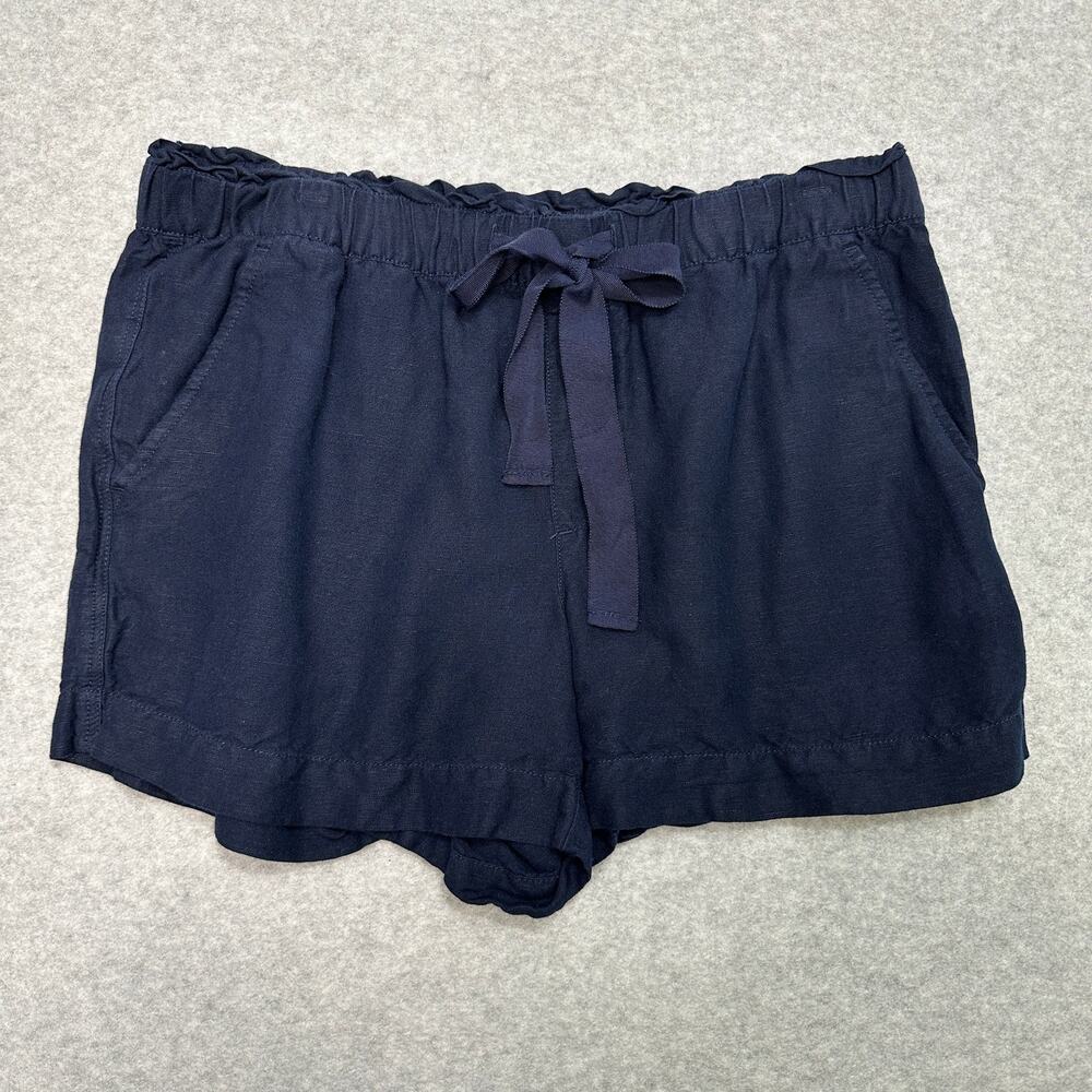 Loft Shorts WMNS M Paperbag High Rise Navy Blue Elastic Waistband Side Pockets